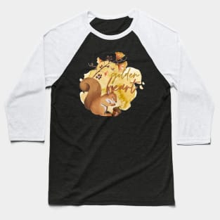 Golden Heart Watercolour Autumn Squirrel Baseball T-Shirt